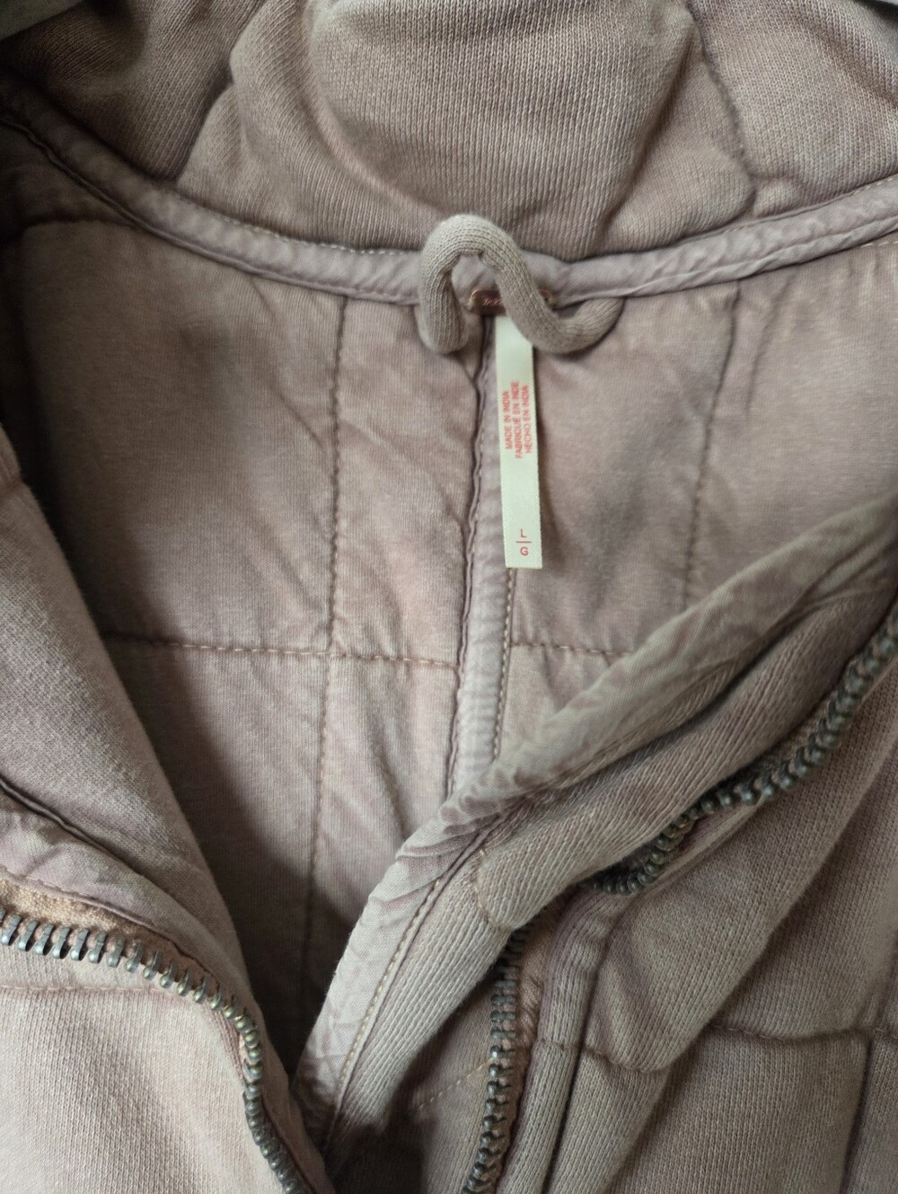 WOMENS FREE PEOPLE COTTON KNIT QUILTED ZIPPER & POCKETS INSULATED JACKET LARGE - Picture 6 of 8